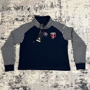 NWT Antigua MLB Minnesota Twins Women’s Size M Crop Top Mock Neck Pullover LS